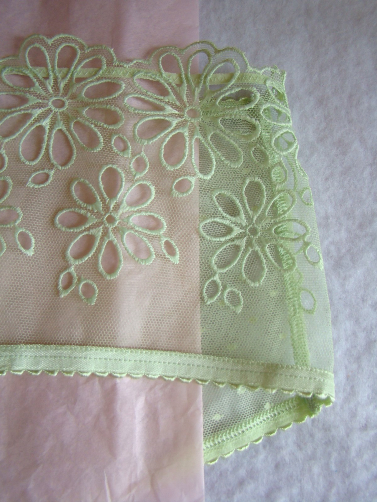 New Victoria’s Secret Green Floral Lace Mesh Back Polk Dots Cheeky Panty