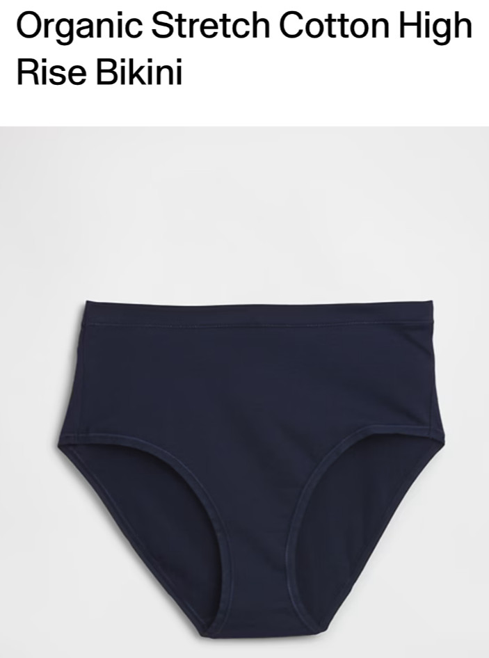 Women’s GAP Body Organic Stretch Cotton Hi-Rise Bikini Panties Sz: Medium (navy)