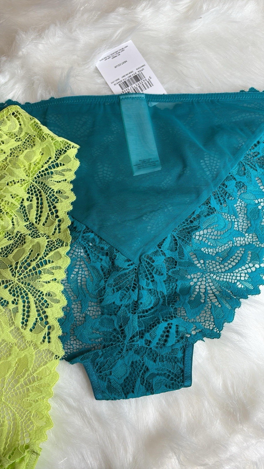 VALENTINE’S GIFT SET – NEXT HIGH-LACE KNICKERS – 2 PCS – UK16 – BLUE/GREEN