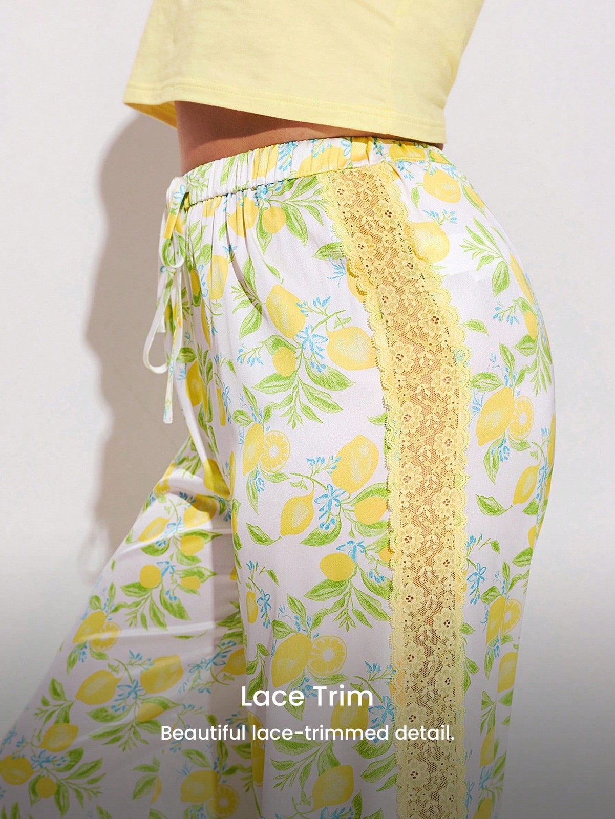 Ladies comfortable pyjamas in summery yellow with lemon pattern cheap 24