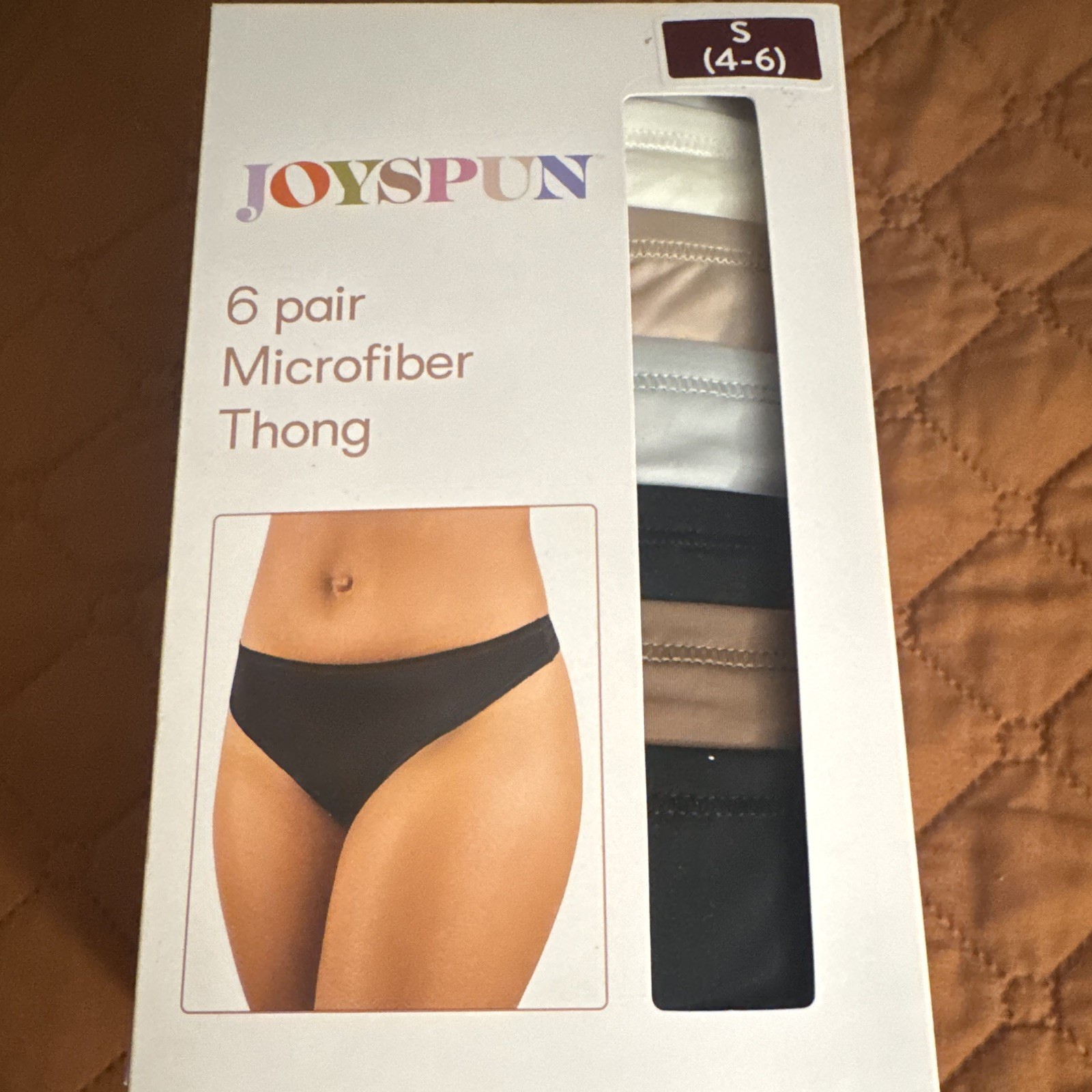 Joyspun Microfiber Stretch Thong Panties 6-Pack S (4-6) Multicolor