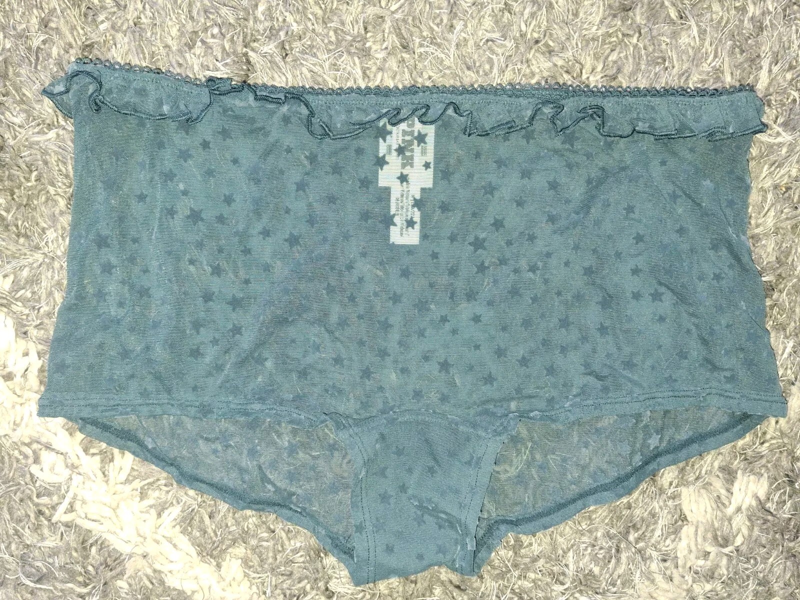 VS Pink Ruffled Star mesh boyshort NEW size medium Green