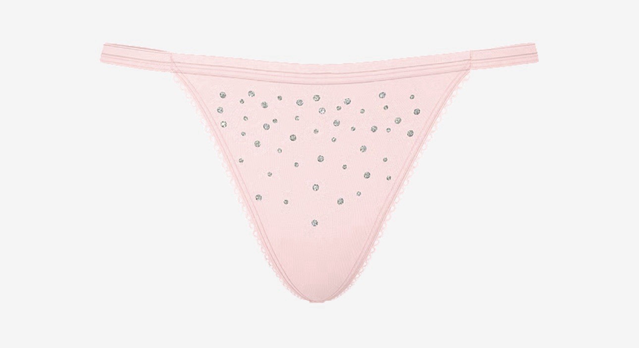 💕Victoria’s Secret Stretch Cotton Sparkle V-String Angel Pink Medium💕