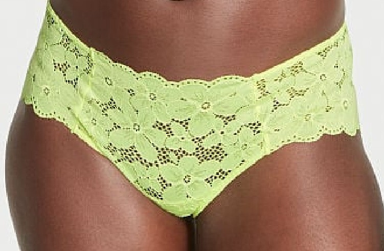 L NEON Lime Citron Glow ALL Daisy FLORAL LACE Victorias Secret CHEEKY Pantie