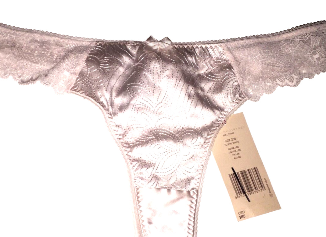 ✨Stella McCartney Thong Panty MIA LOVING Floral White Sand Cream Silk Lace L $99