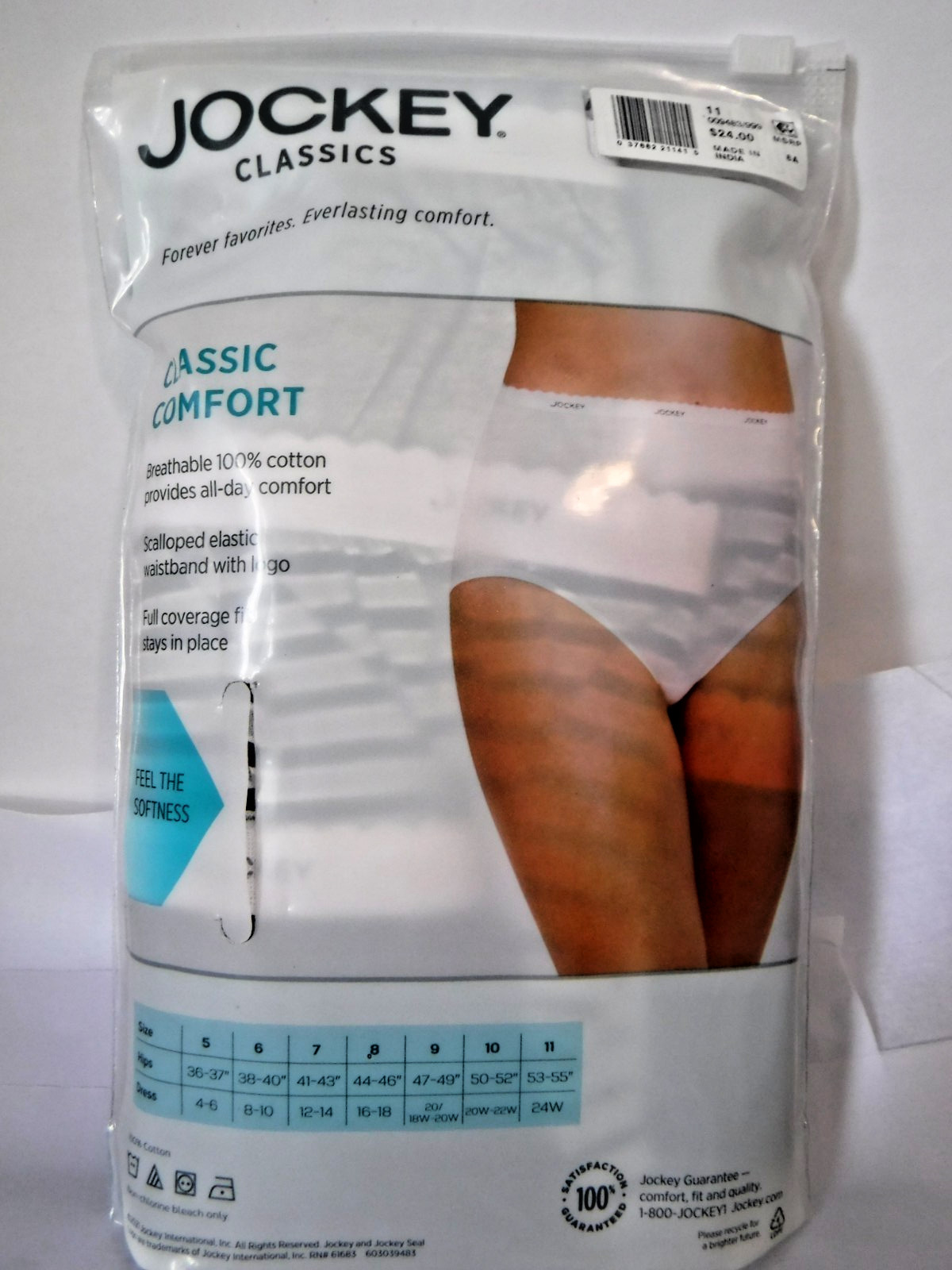 Women’s Jockey 3-Pack Classic Briefs Gray Black Mix Cotton Underwear 9483 sz 11