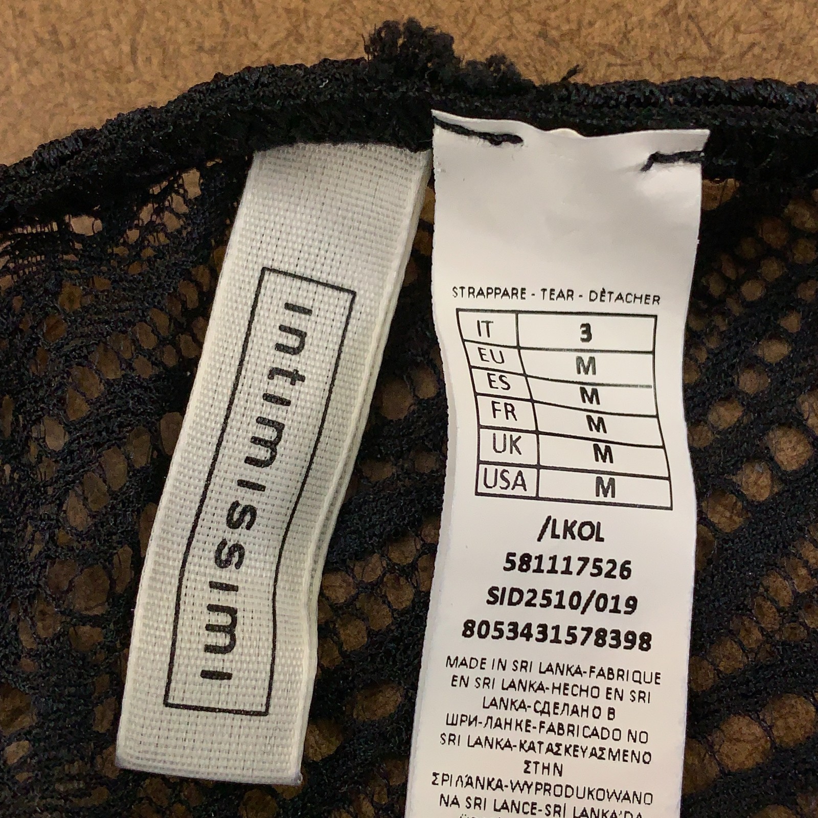 Intimissimi Womens Size Medium Black Lace Self Love Brief Panty NWT