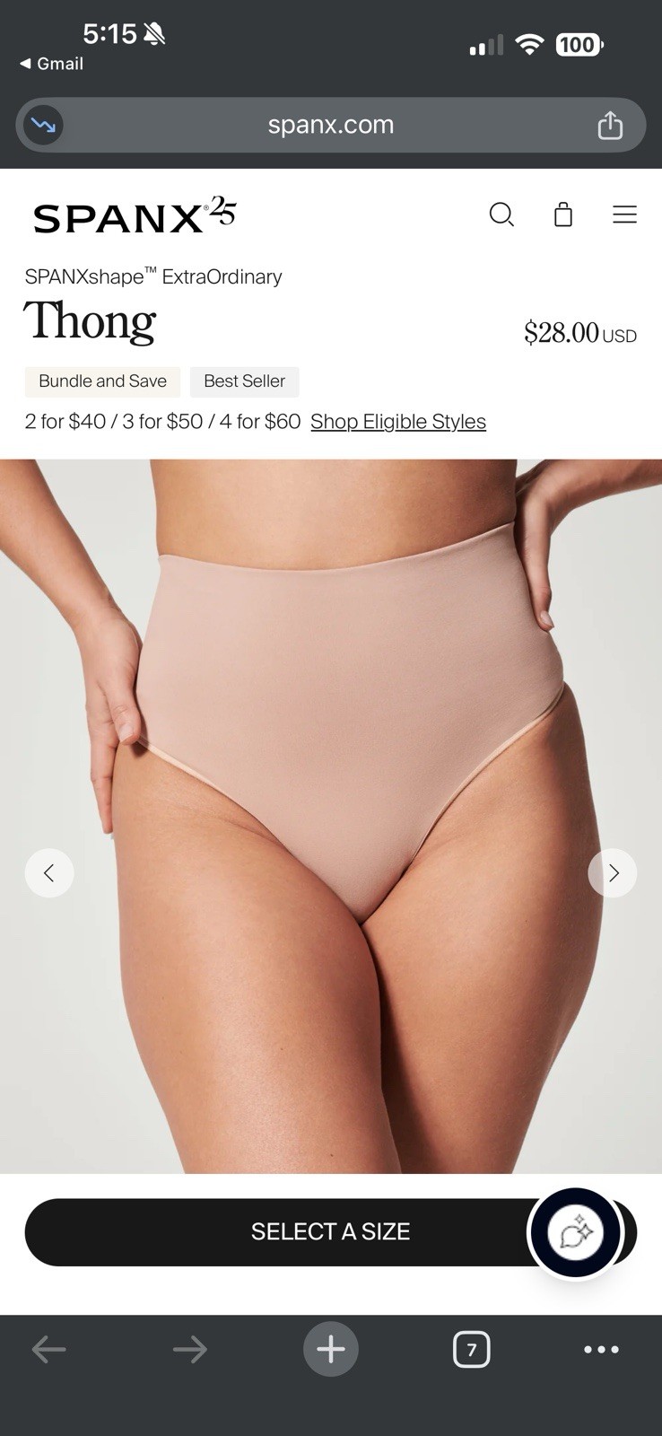 SPANXshape ExtraOrdinary Thong Size Large Toasted Oatmeal NWT