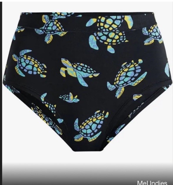 New MeUndies FeelFree High Waist Cheeky Panties Turtle Print Black S MicroModal
