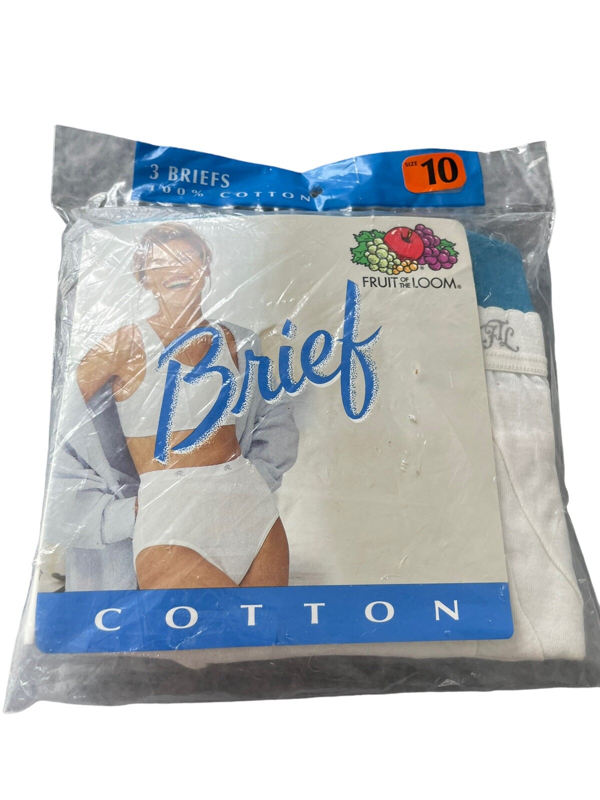 Vintage Fruit Of Looms 100% Cotton Briefs ladies 3 Pack 1999 size 10
