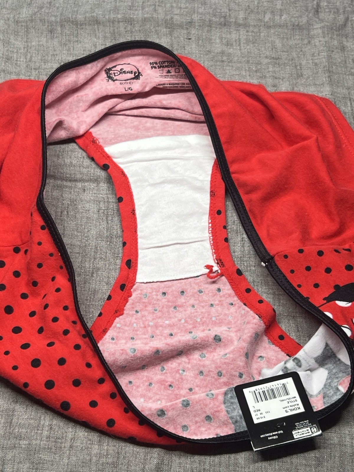 Vintage Disney Mickey Minnie Mouse Hipster Bikini Cotton Stretch Panty L Red