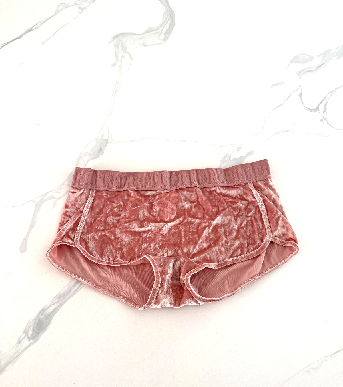 Victoria’s Secret PINK Logo Velvet Boyshort Panty Perfect Pink