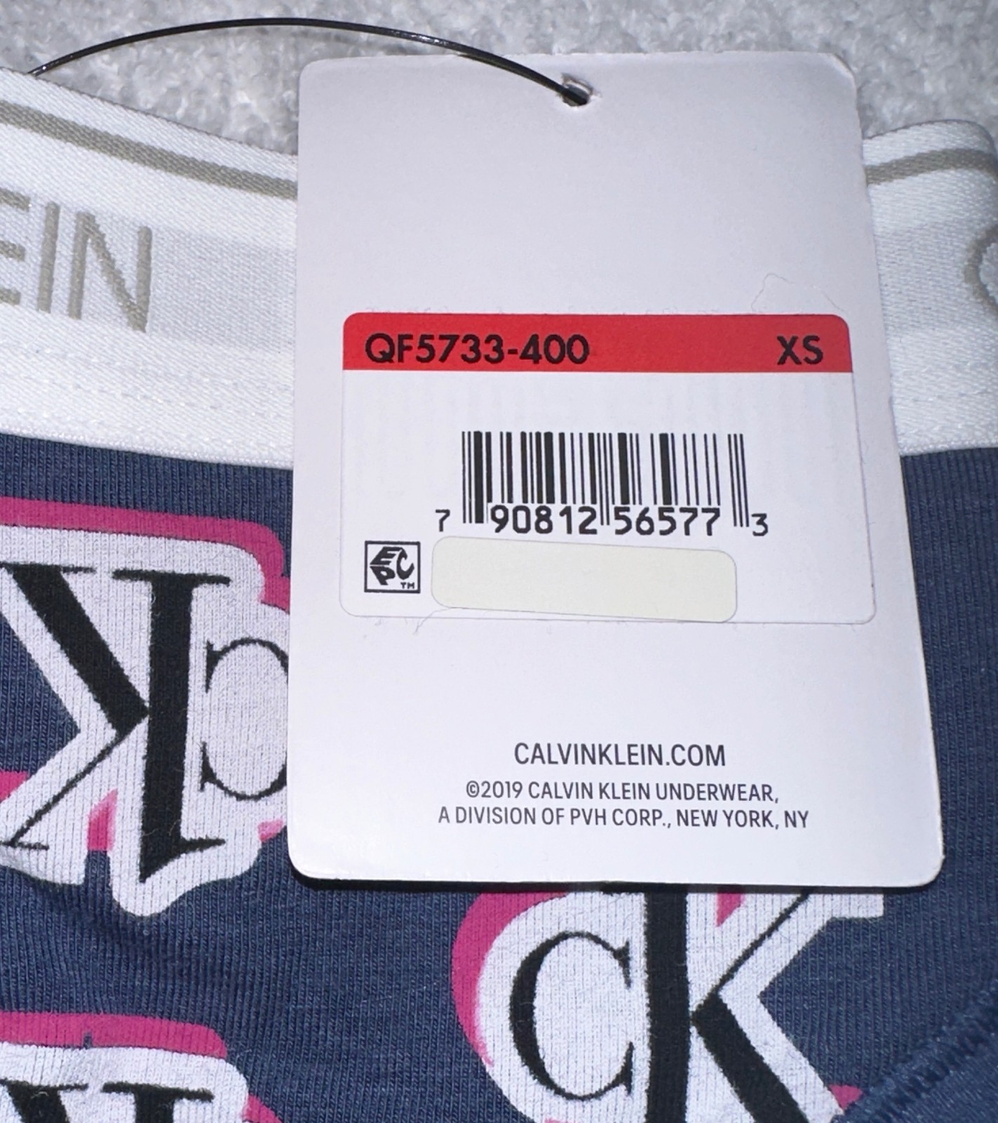 CALVIN KLEIN CK One Cotton Logo Step Print Blue White Thong Panty Women X M L XL