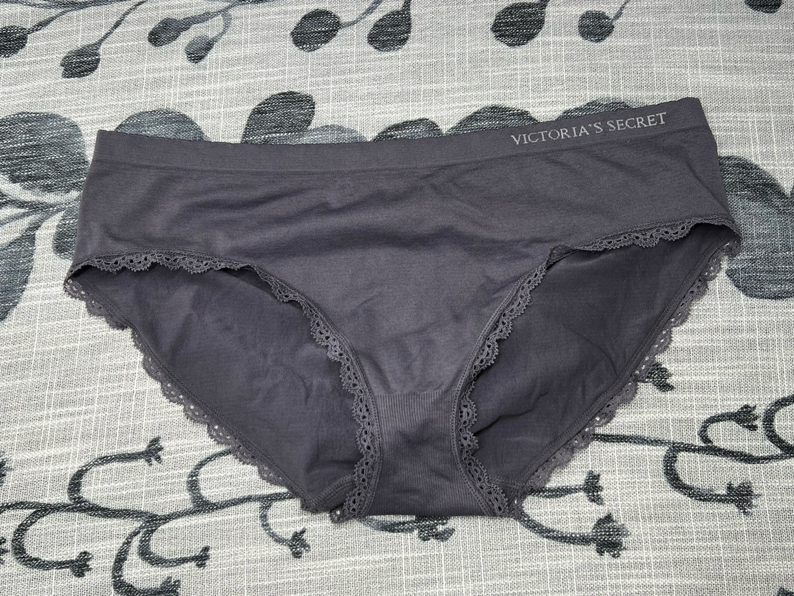New VTG 2014 Victorias Secret BBV Brief Panty Hiphugger Ruffle Charcoal XL 8