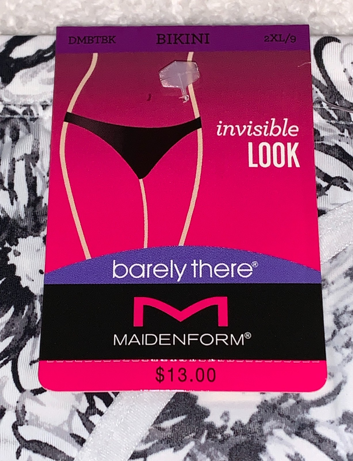 MAIDENFORM Barely There White Black Floral Invisible Bikini Panty Womens Sz L 7