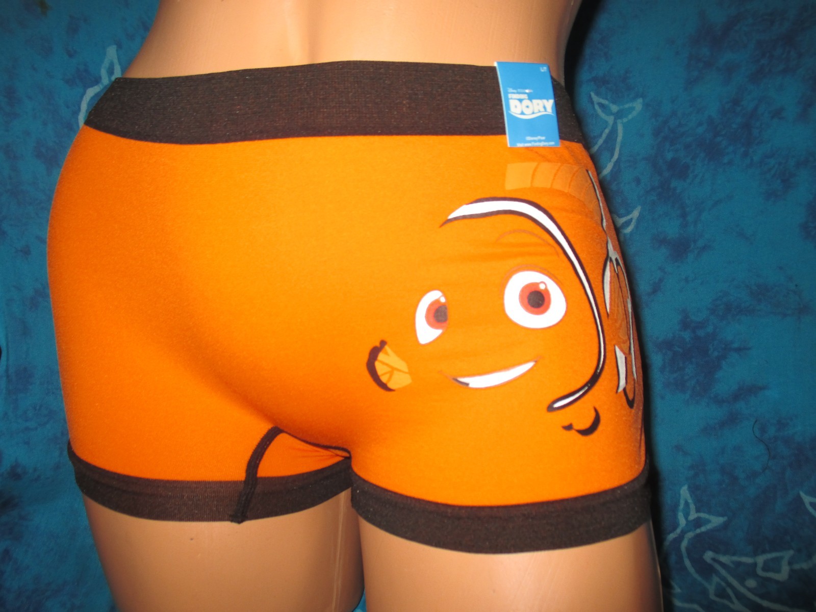 nwt Disney Pixar Finding Nemo Dory Clown Fish Orange Black Boyshorts Panties L