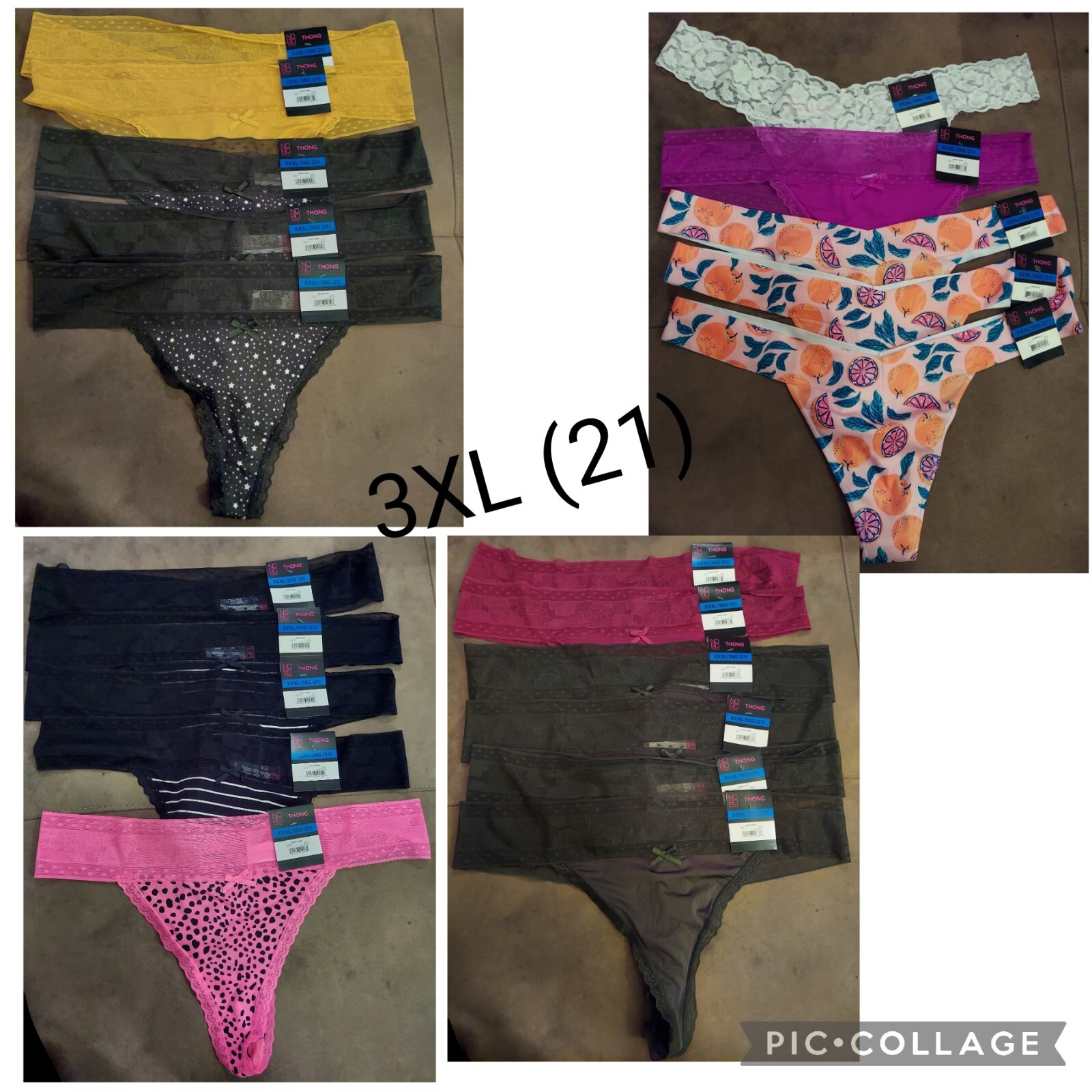No Boundaries NOBO Microfiber Thong Panties Underwear Size XS/S/M/L/XL/2XL/3XL