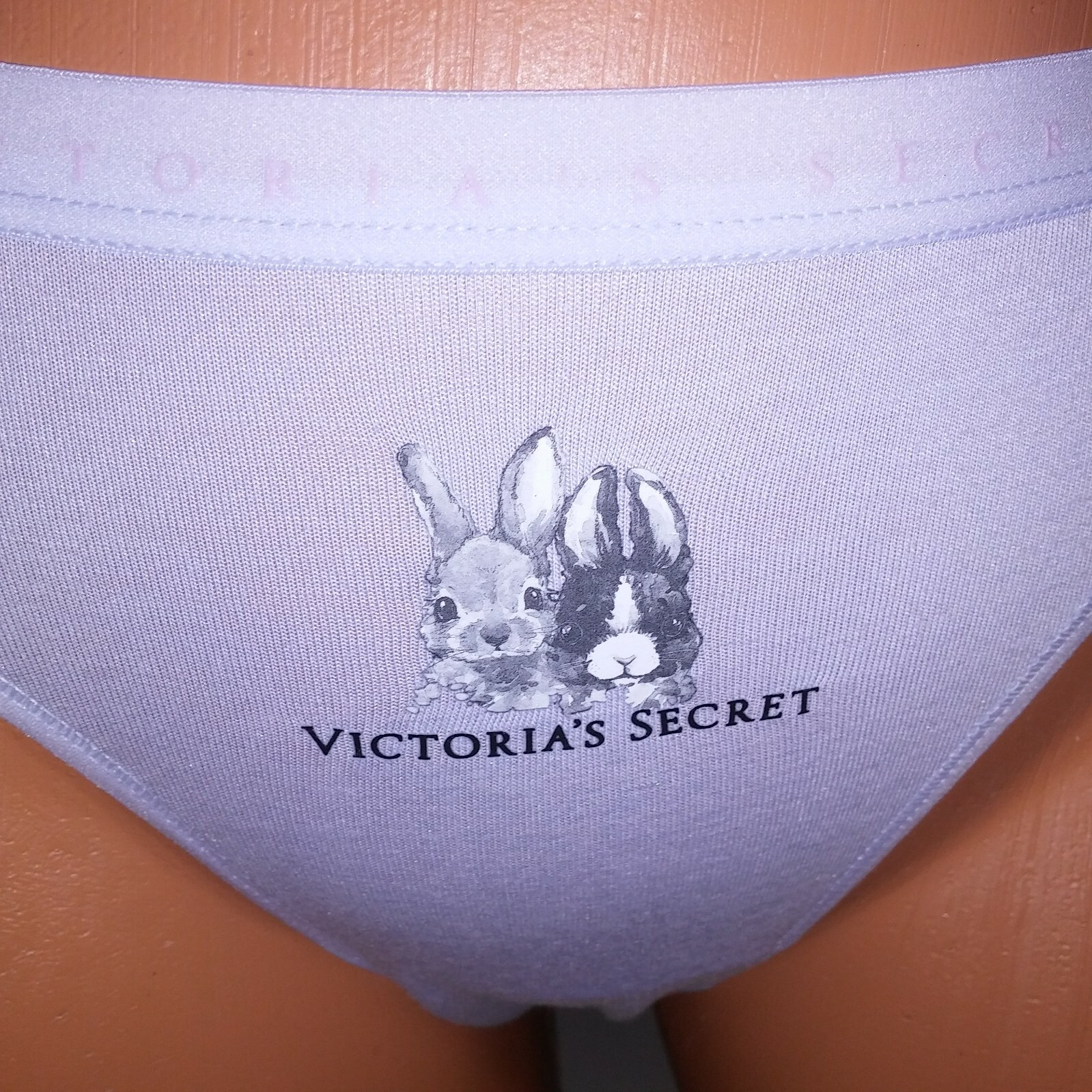 Victoria Secret Panty Thong Solid Purple Bunny Rabbit VS Logo Banded New