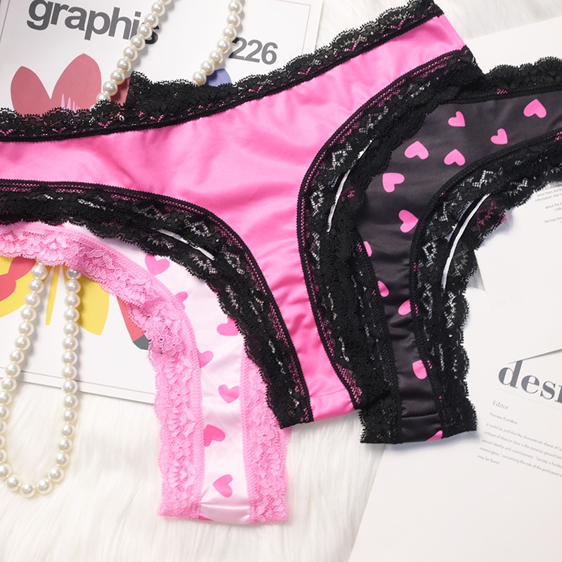 3 Pack Lot Sexy Womens Thongs Panties Briefs Underwear Lace Lingeries Bikinis
