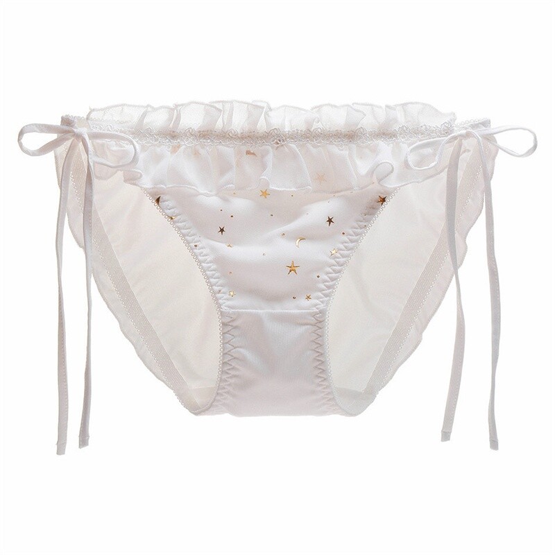 Lady Lace Triangle Briefs Oversize Tie Side Sparkly Star Panties Panty Underwear