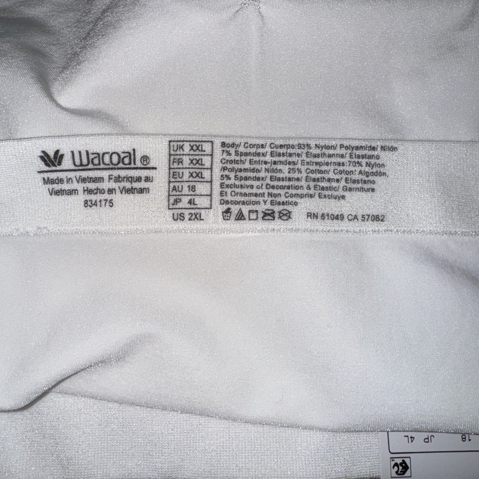 Wacoal Women’s Stretch B Smooth High Cut Panties Size XXL WHITE 834175