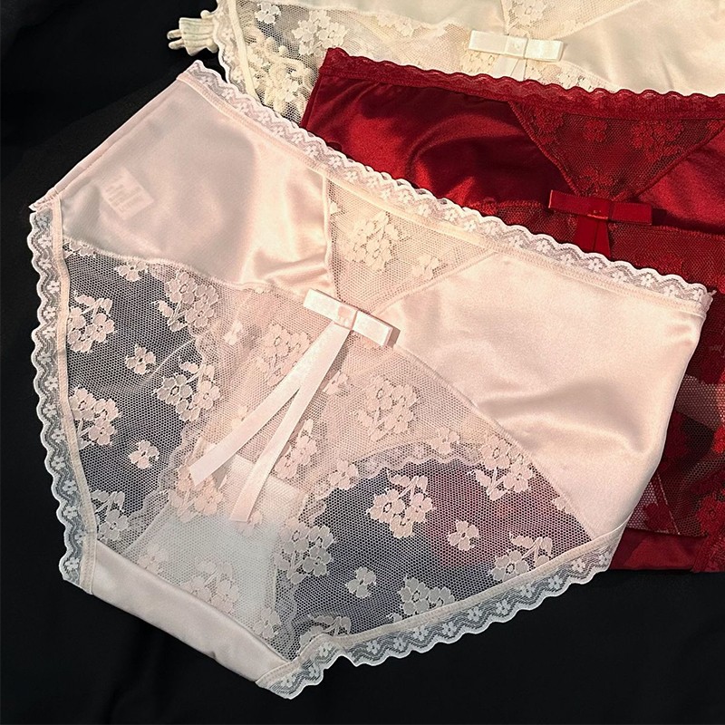5 Pack Lot Sexy Womens Lace Satin Panties Underwear Sheer French Brief Lingeries