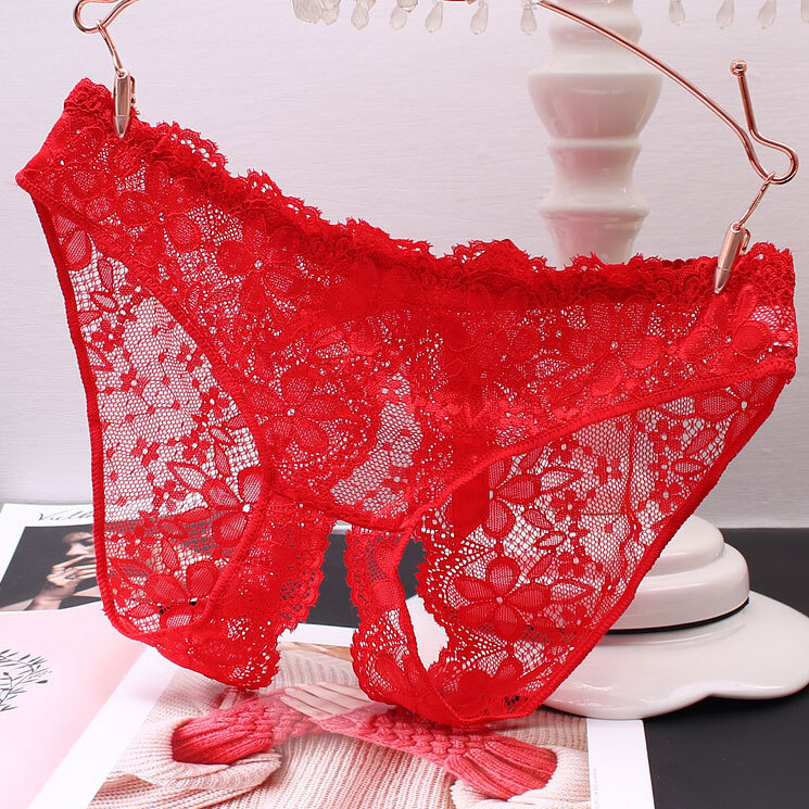 Sexy Women’s See Through Cheeky Panties Thongs Crotchles Lace Briefs Intimates