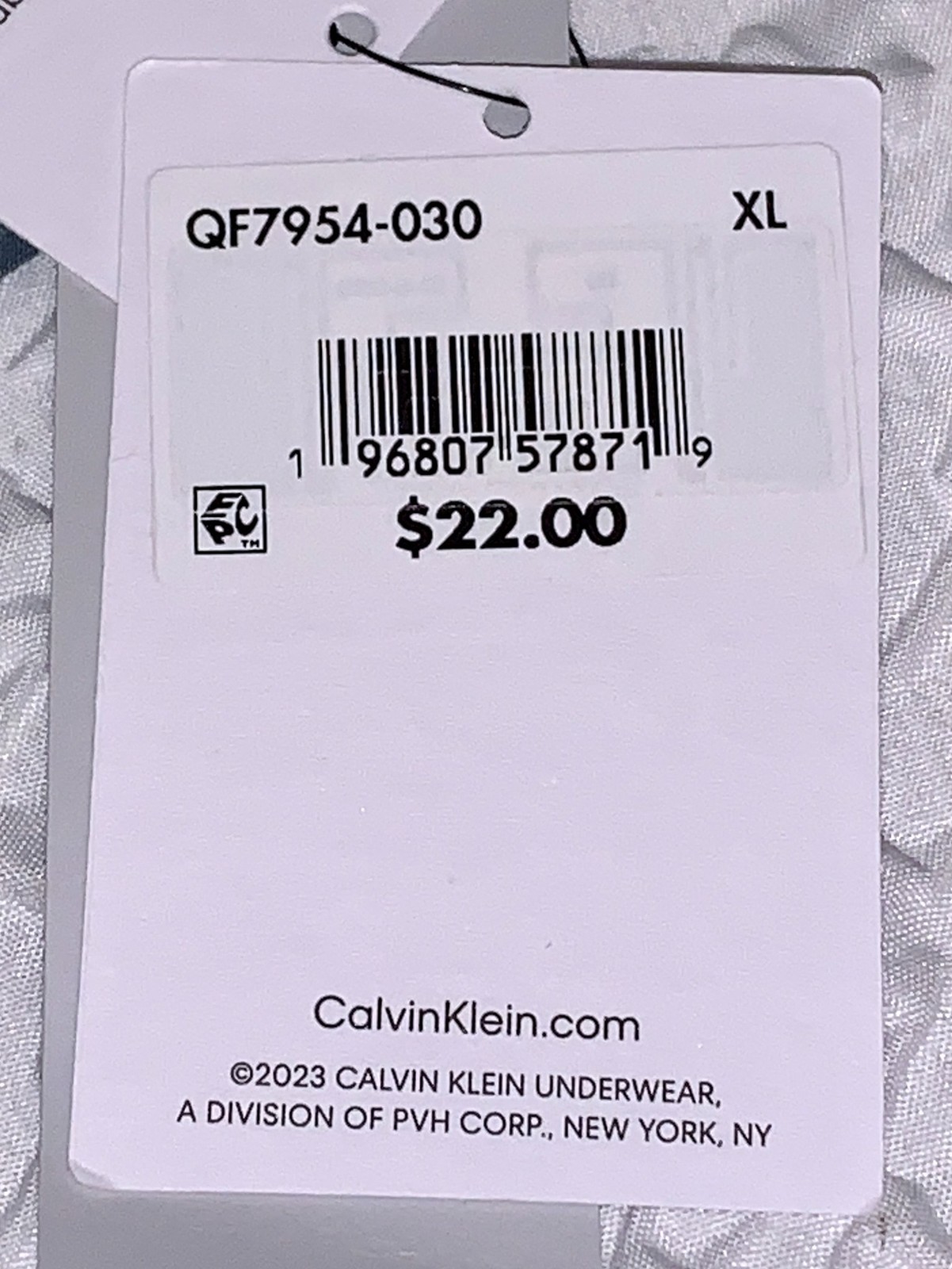 CALVIN KLEIN Tonal Logo Cotton Smoky Blue Dk Blue Thong Panty Womens Sz L 7 XL 8