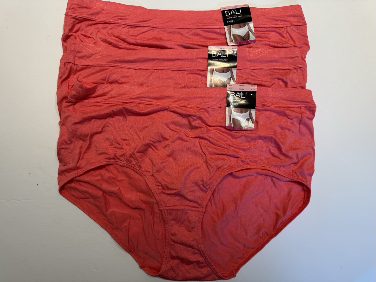 NWT 3 Pairs Bali Comfort Revolution Brief Panties Size 8 9 DFSBF1