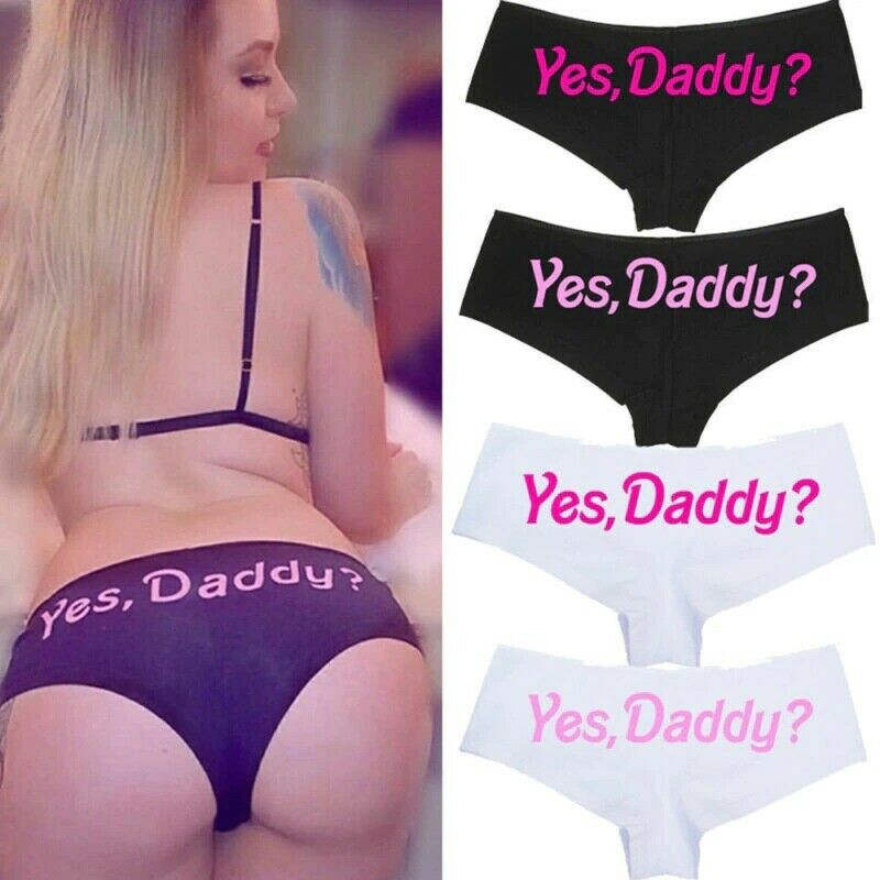 Sexy Women Yes Daddy Print Panties Underwear Lingeries Knickers Lady Funny Brief