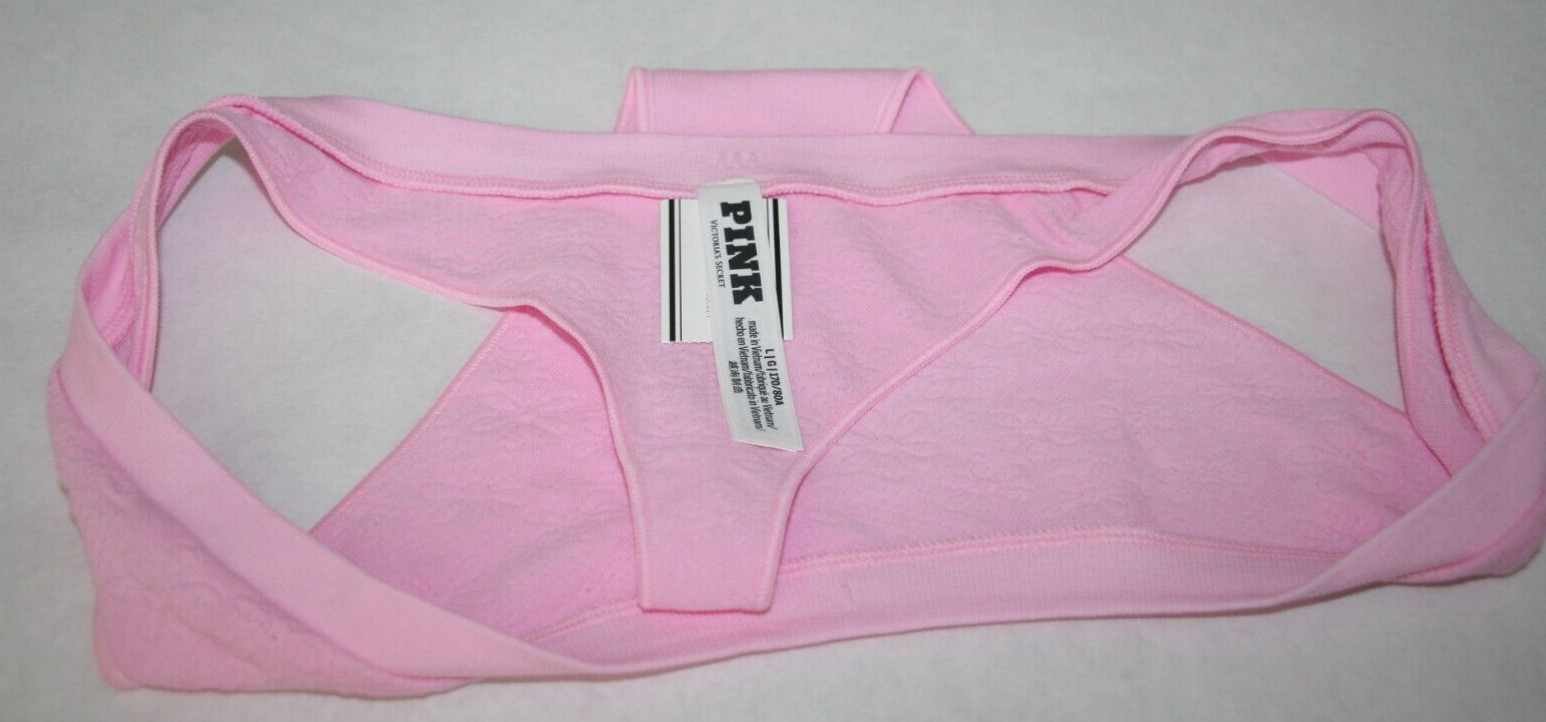 Victoria’s Secret PINK Seamless High-Leg Bubble Daisy Pink Thong Panty Sz L NEW