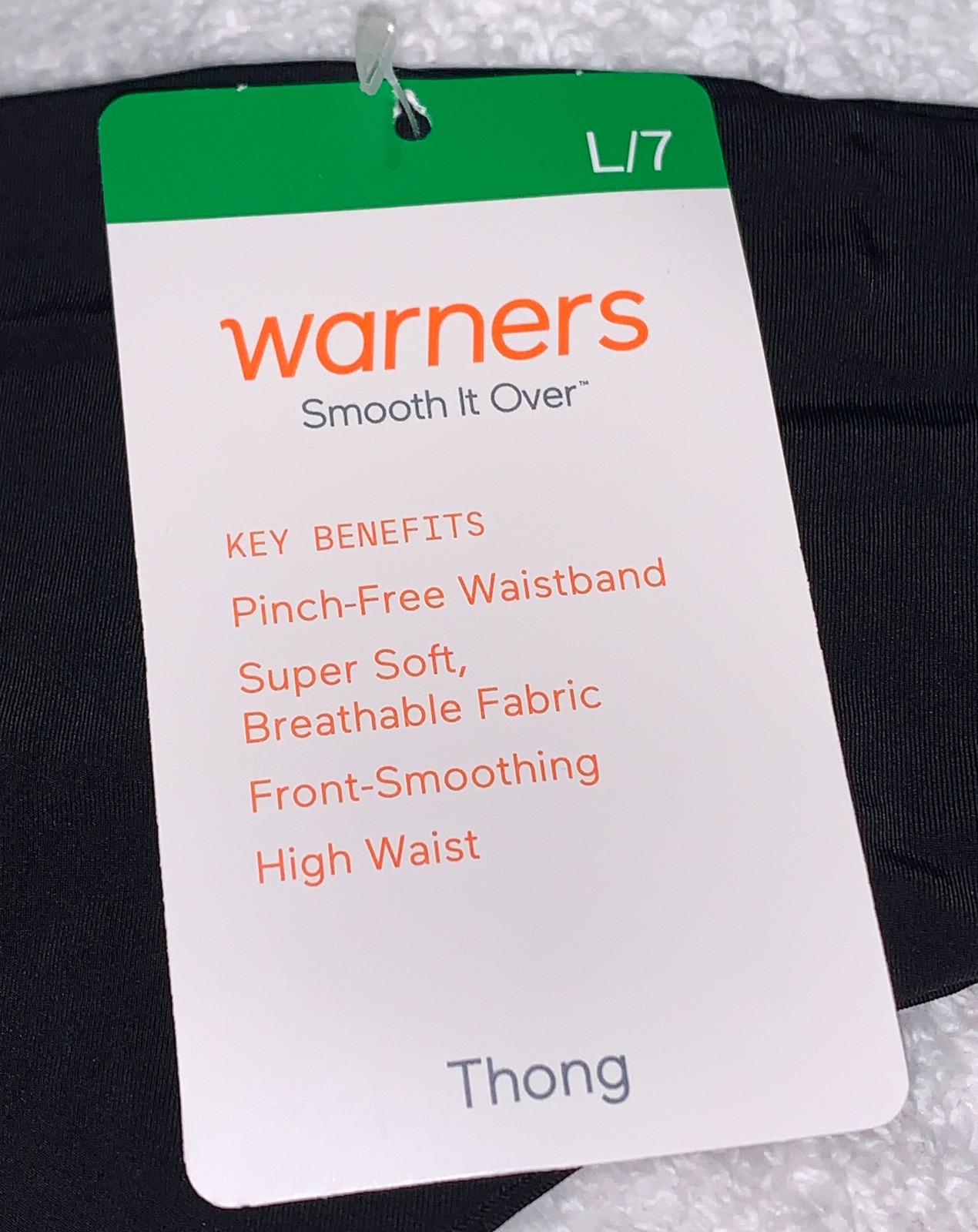 WARNERS Smooth It Over Black Smoothing High Waist Thong Panty Womens Sz S 5 L 7