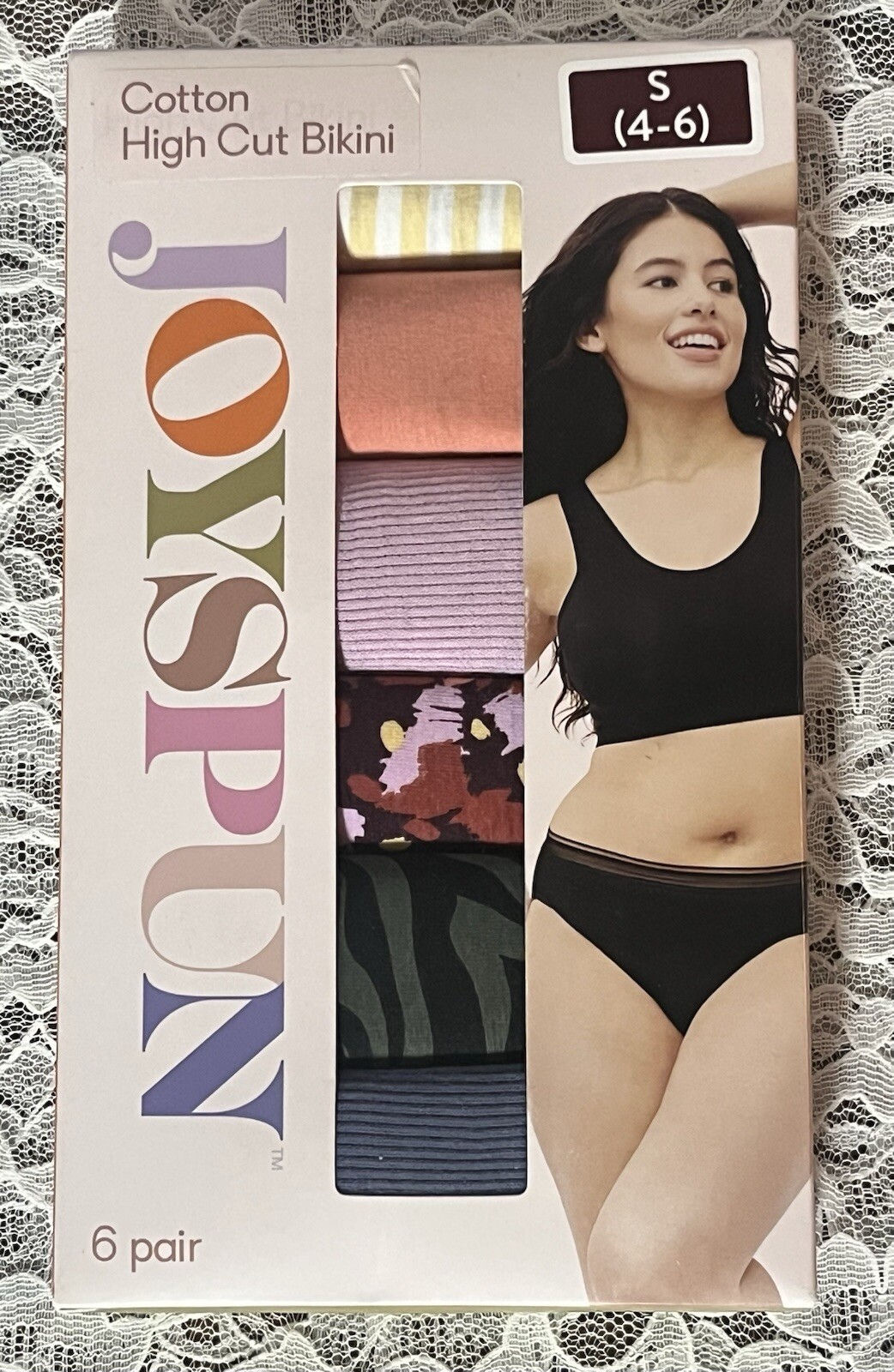 Joyspun High Cut Bikini Panties Cotton 6 Pr Size Small