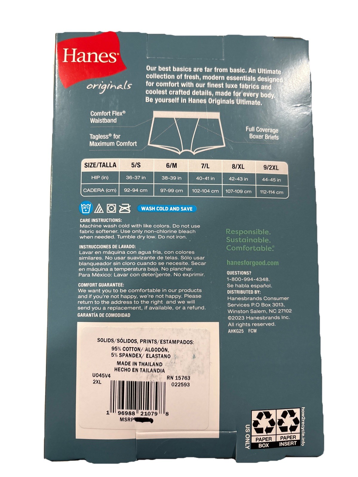 Hanes Ultimate Cotton Stretch Boxer Brief Panties Womens 9/2XL Multicolor 4 Pack