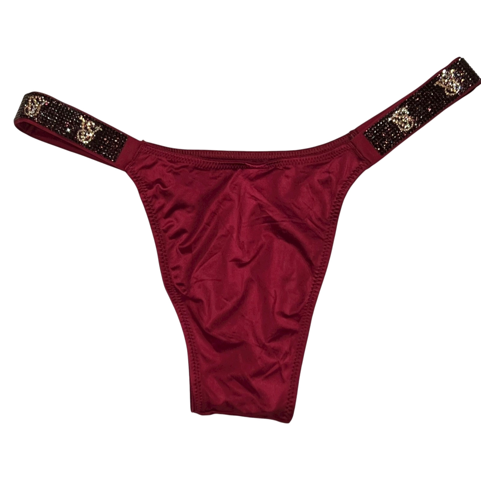 NWT VICTORIA’S SECRET Very Sexy Brazilian Pantie Sz XS-S-L Burgundy Silky Bling