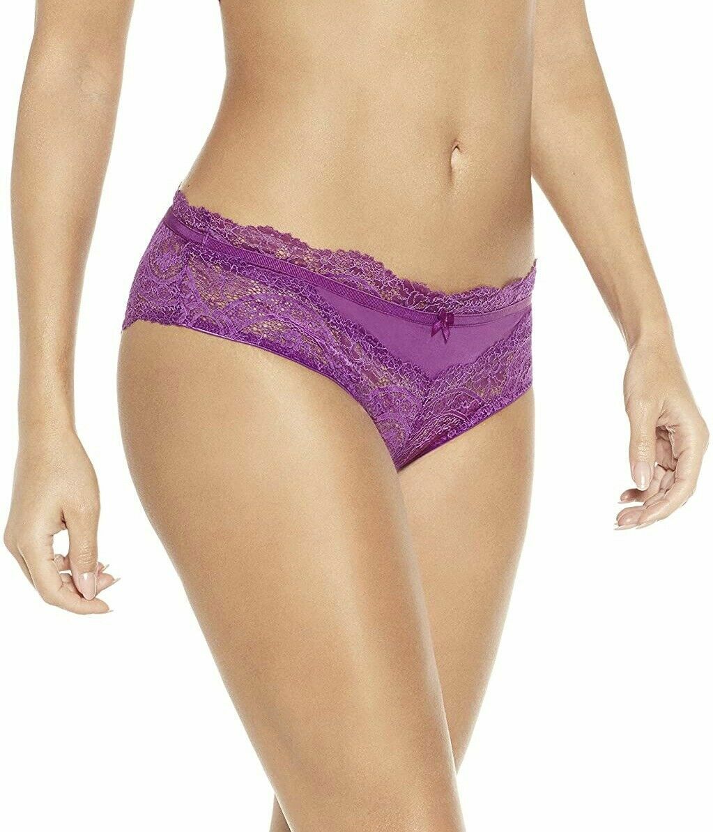 Sylvie Flirty Aurora Brief Size 6 Purple Sheer Lace Brazilian Knickers 2303 New