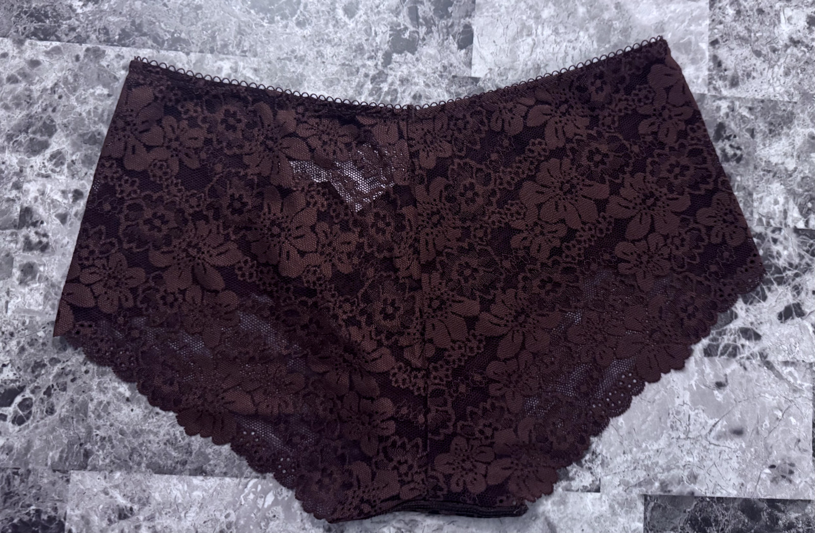 VICTORIA’S SECRET PINK BROWN BLACK LEOPARD FLORAL LACE NO SHOW HIPHUGGER PANTIES