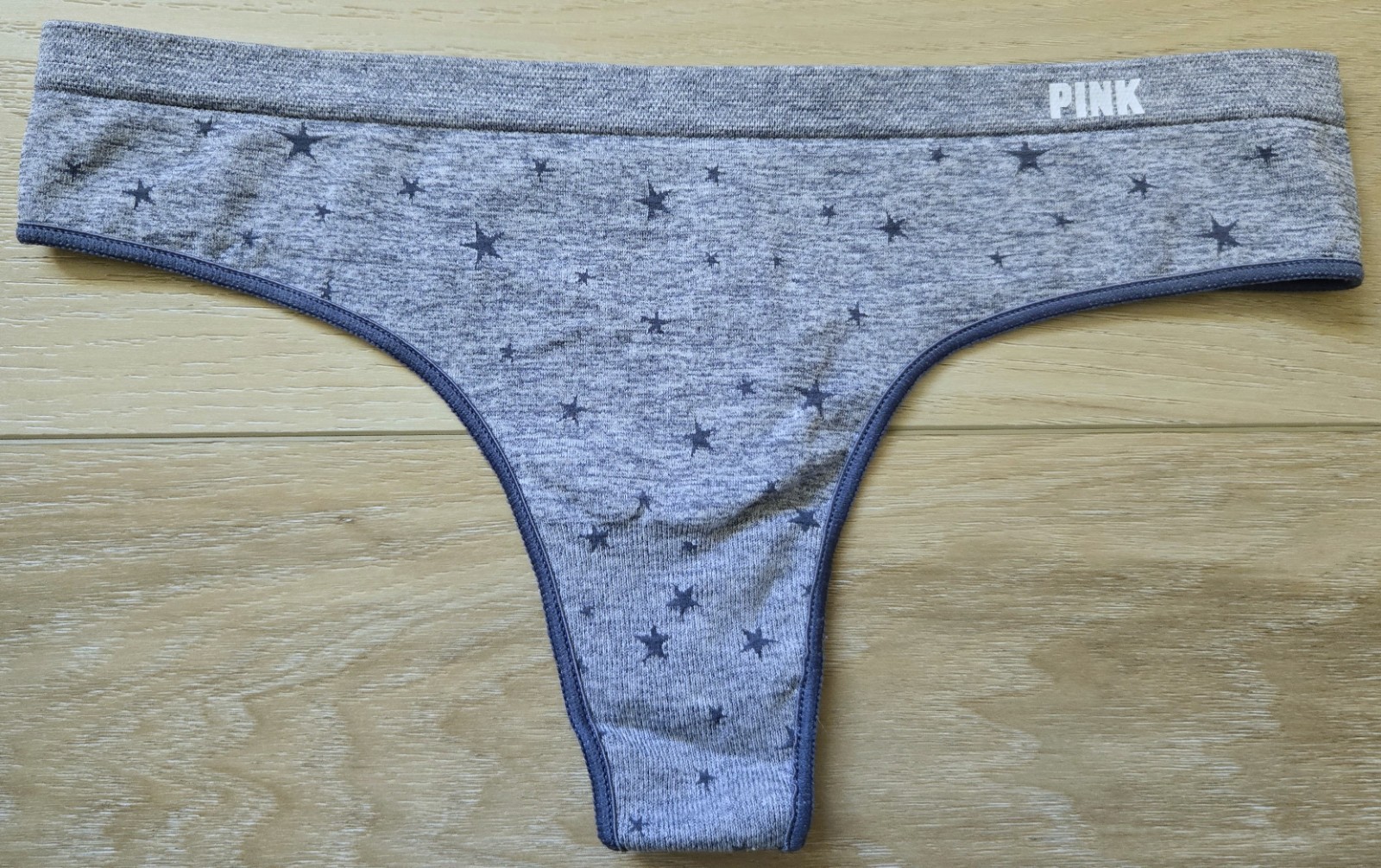 Victoria’s Secret PINK Blue Patriotic Star Print Seamless Thong Panties XS
