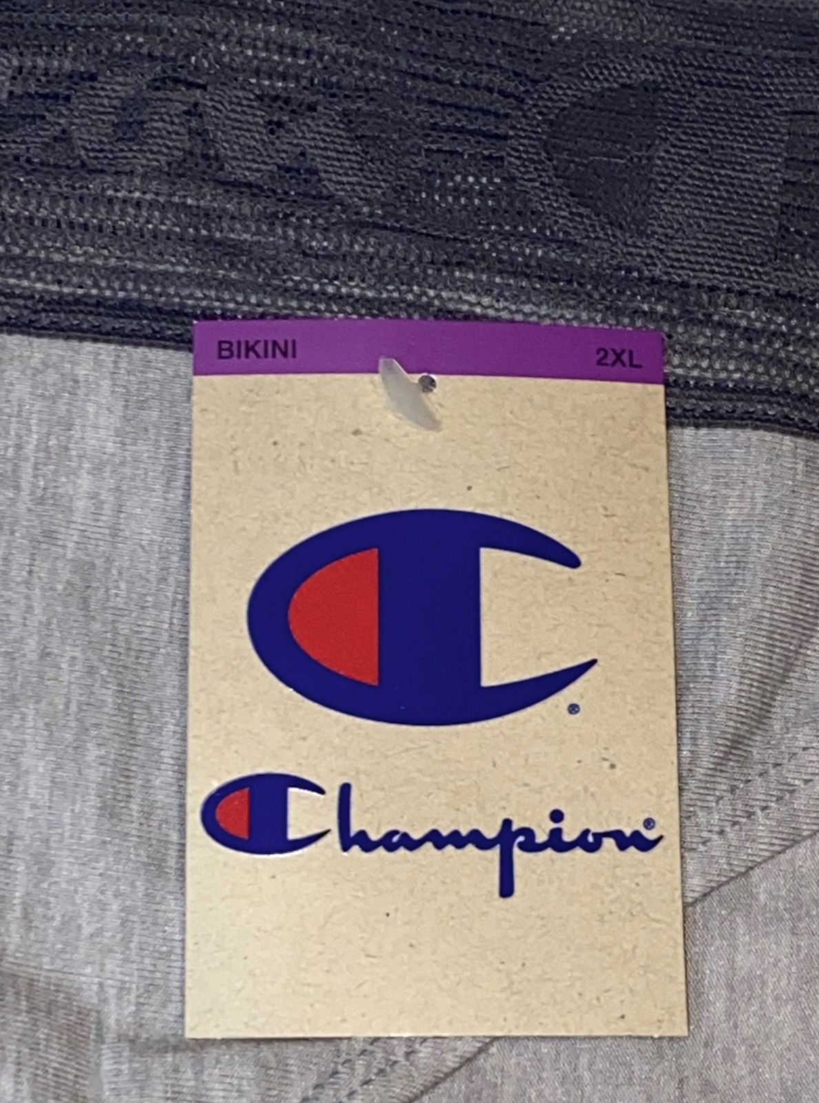 CHAMPION Wide Lace Logo Waistband Oxf Grey Heath Bikini Panty Womens S M L XL 2X