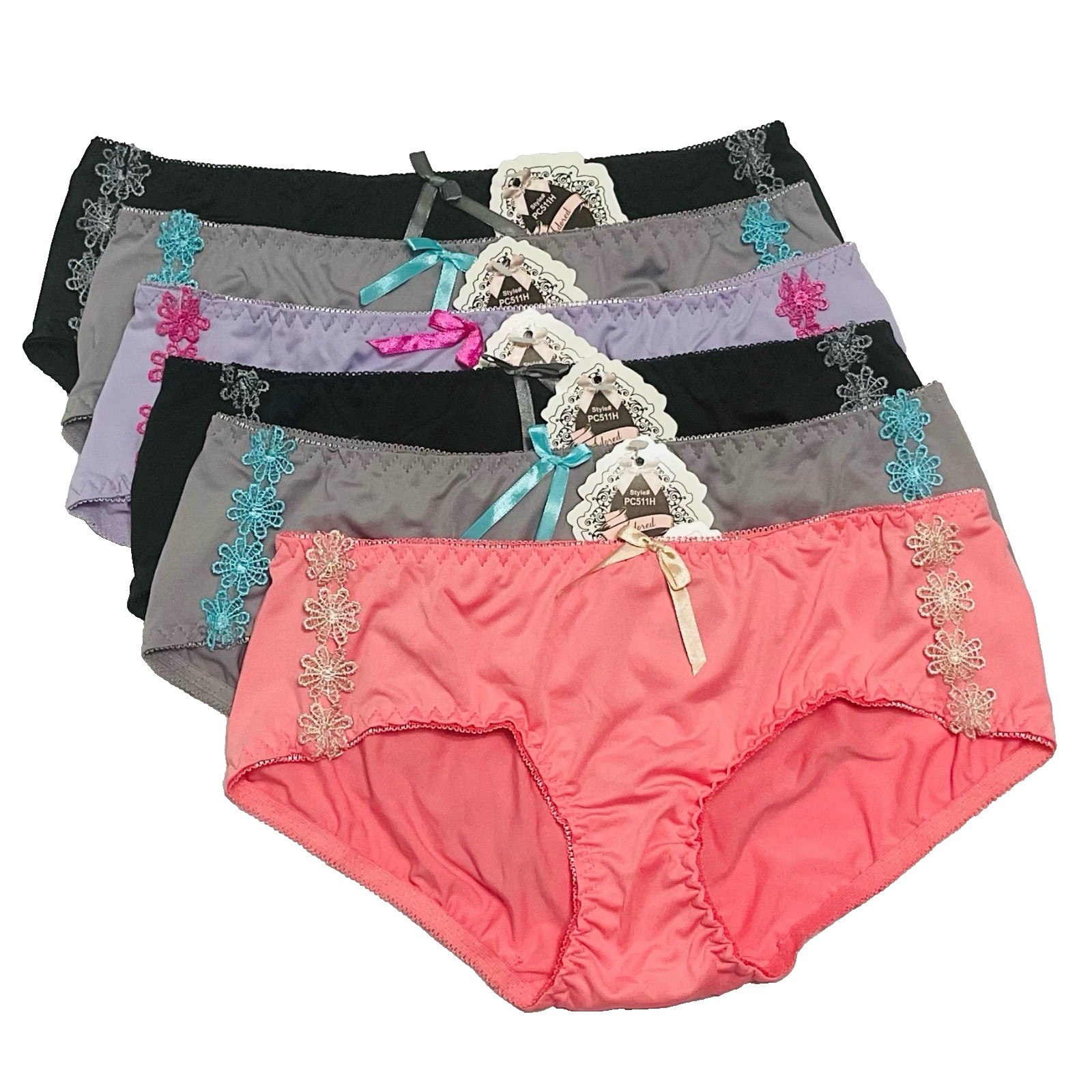 sz S – NWT Floral Trim Low-Rise Hipsters – 6 pcs Set