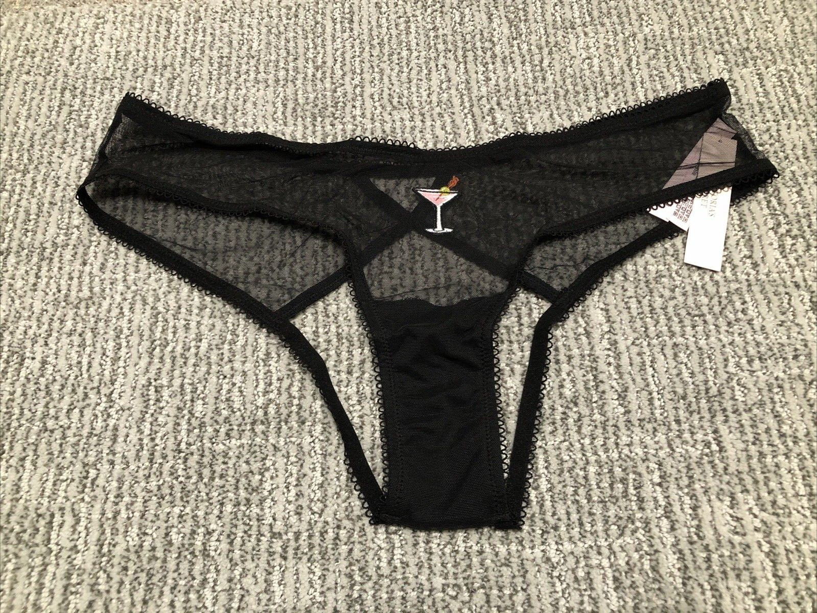 Victoria’s Secret Very Sexy NWT XXL Black Open Back Cheeky Panty Mesh Martini