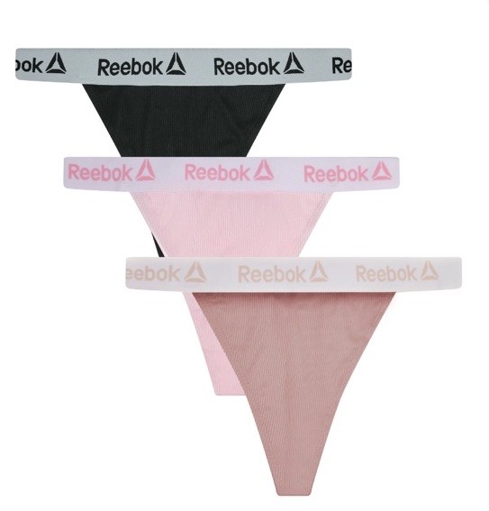 X-Large Reebok Women’s Flex Rib Hi-Cut Thong Panties in a 3-pack New