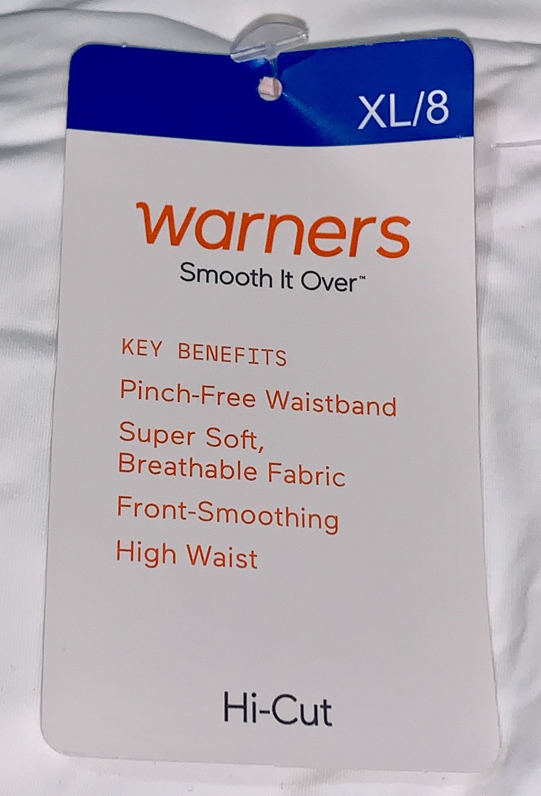 WARNERS Smooth It Over White Modern Hi Cut Panty Womens S 5 M 6 L 7 XL 8 2XL 9