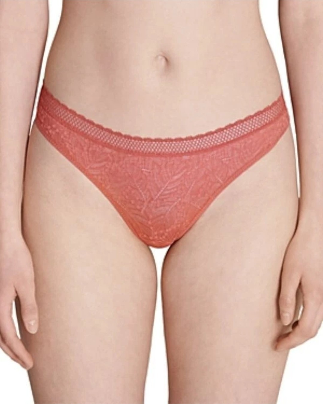 Simone Perele Comete Feather & Fan Lace Thong Texas Pink size 3