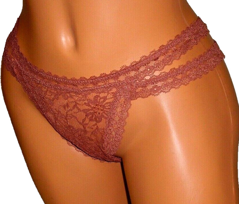 Panties Lingerie Dusty Rose Lace Double String Thong Large Adult Gift