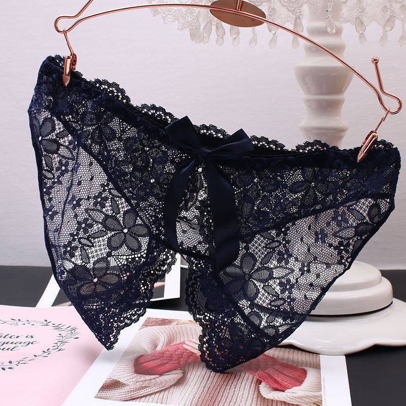 Sexy Women’s See Through Cheeky Panties Thongs Crotchles Lace Briefs Intimates