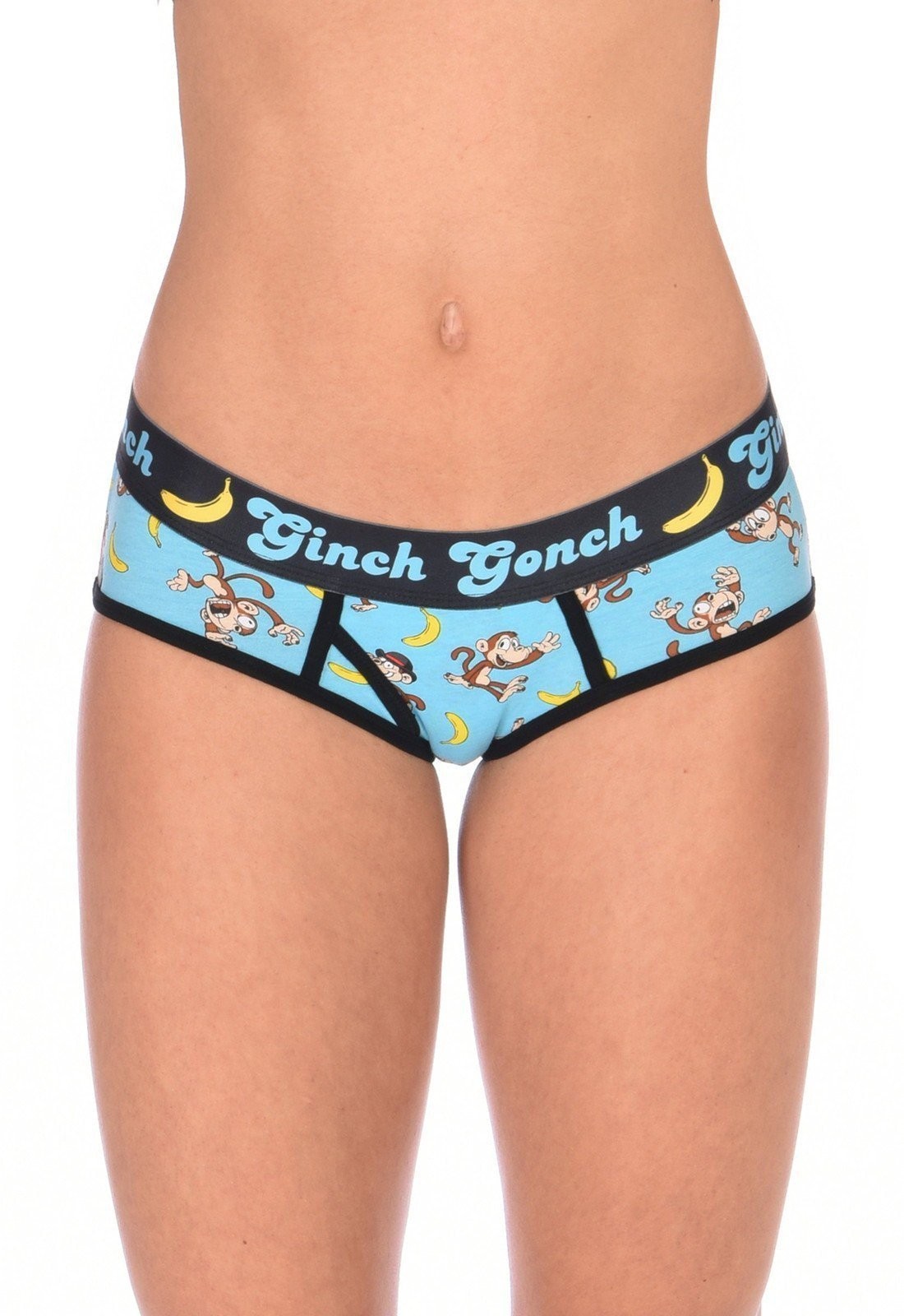 Ginch Gonch Women’s Monkey Business Boyfriend Briefs Cotton Stretch NEW