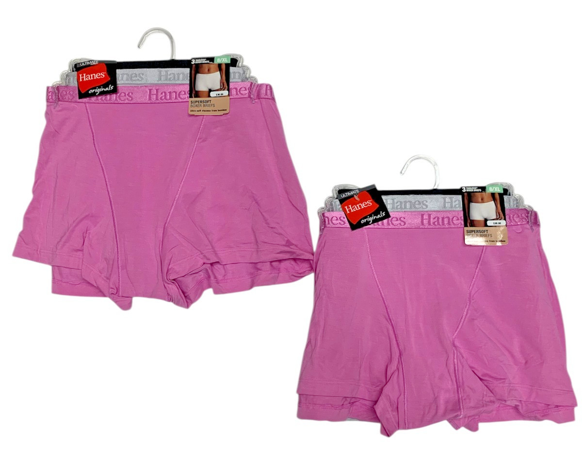 Hanes Women’s 6 Pack Ultra SuperSoft Boxer Briefs 46USHB