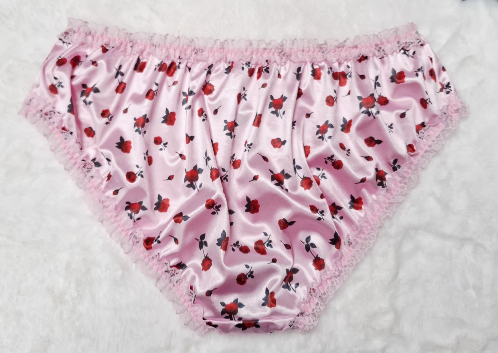 💖 Floral Silky Soft Glossy Stretch Satin Comfort Sissy Panties Briefs L 12-14