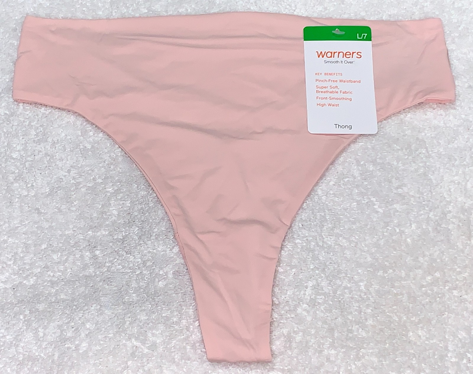 WARNERS Smooth It Over Blush Pink High Waist Thong Panty Womens L 7 XL 8 2XL 9